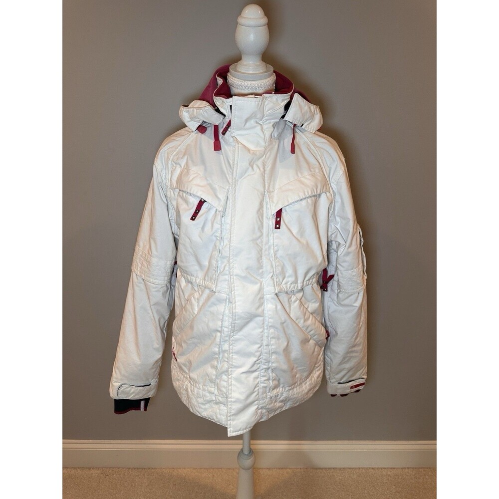 VTG Section Mega Sport White Hot Pink Heavy Duty Snowboard Ski Jacket Small-Y2K